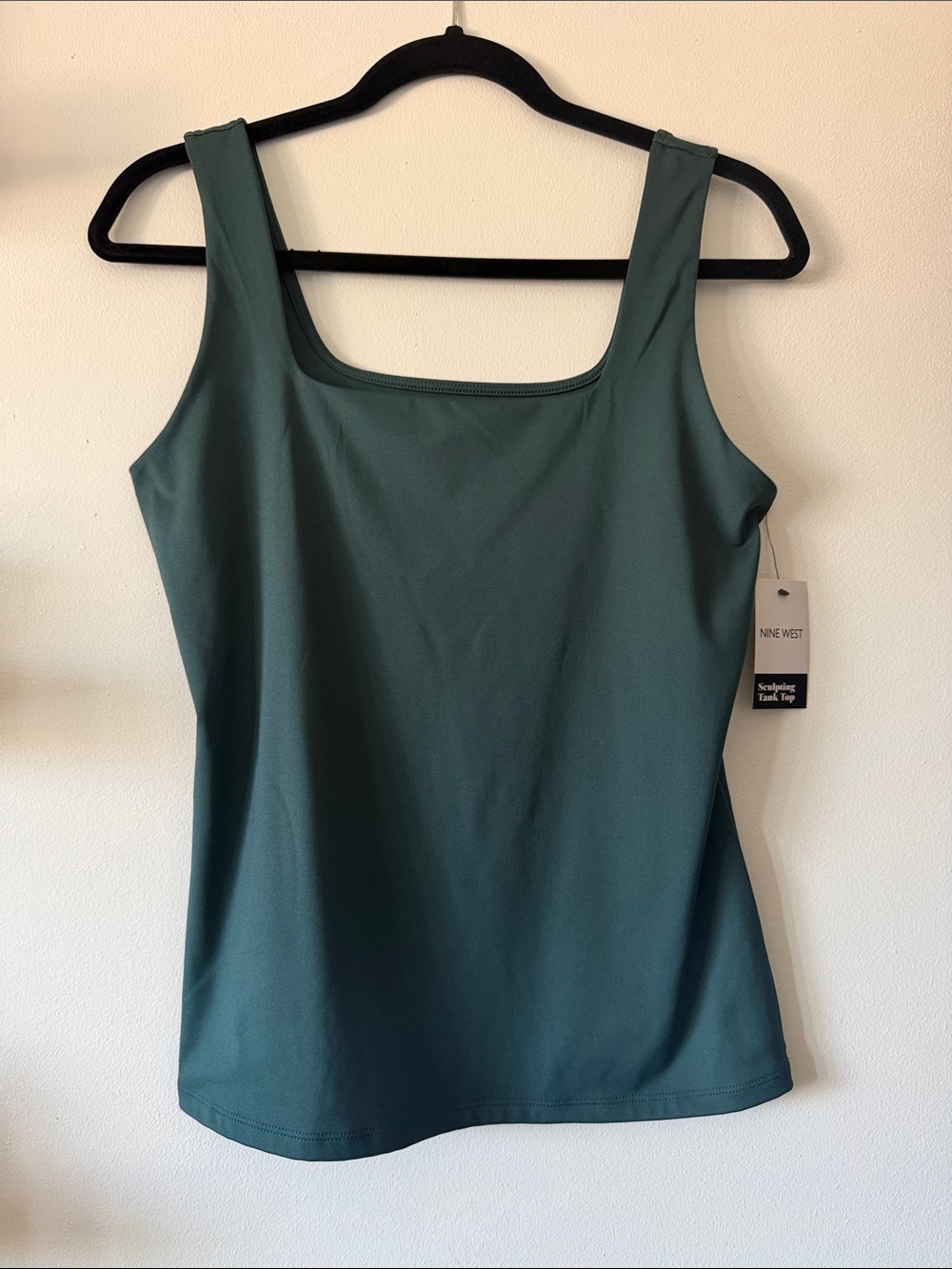 Nine West|Deep Green|Square Neck Sculpting Tank Top|Large|NWT